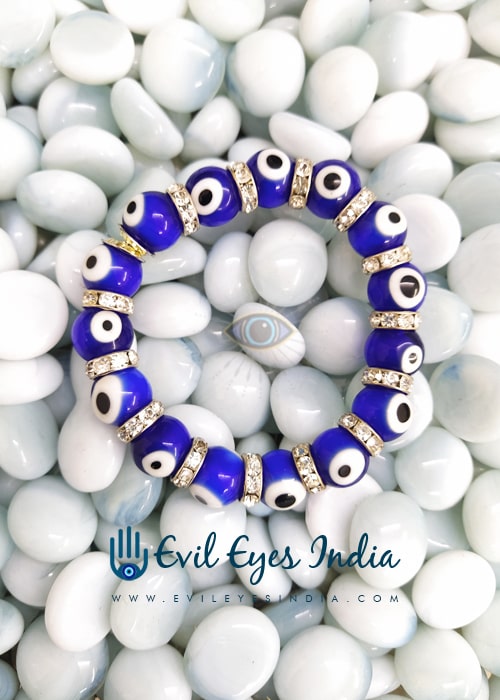 Evil Eyes Bracelet with Silver Zircons Big - Evil Eyes India