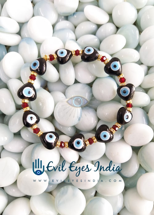 Cute Black Heart Evil Eye Bracelet - Evil Eyes India