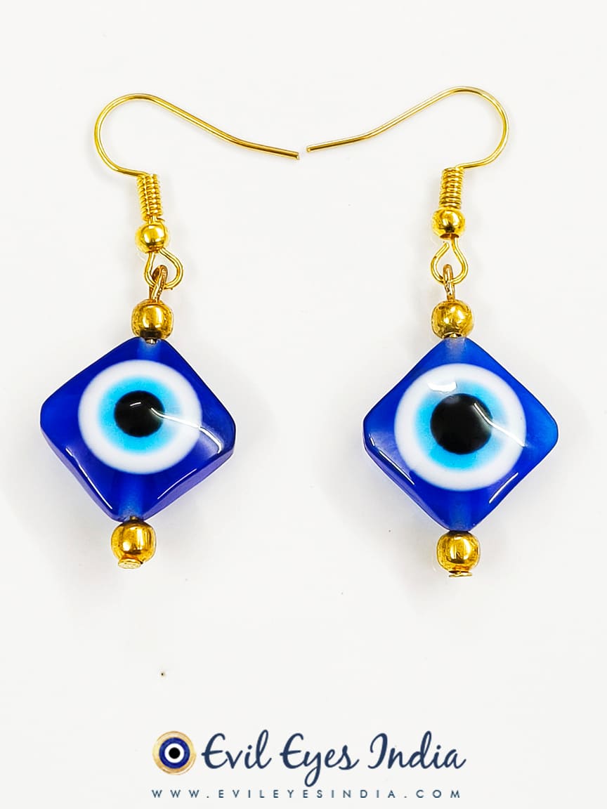 Evil Eye Sapphire & Diamond Huggie Earrings 14k Yellow Gold